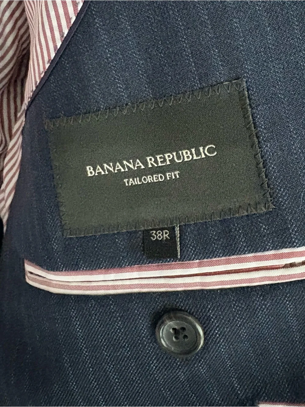 Banana Republic Men's Navy Wool Pinstripe Two-Button Suit Jacket and Pants Set